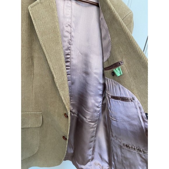 Garrison Park Men's 46R Vintage Tan Brown Corduroy Blazer W/ Elbow Patches - Picture 7 of 11